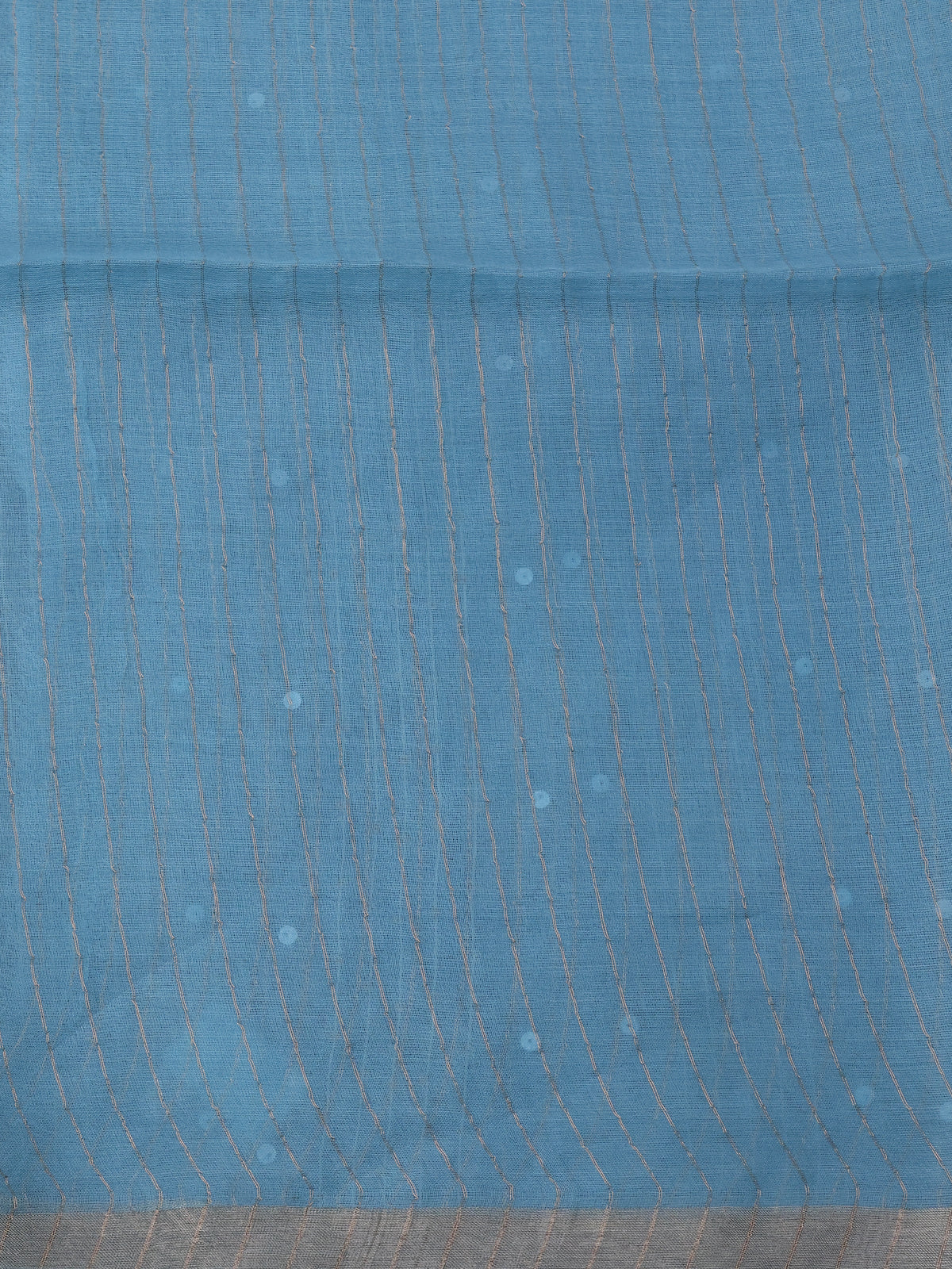 Aqua Blue Muslin Organza Saree - Image 4
