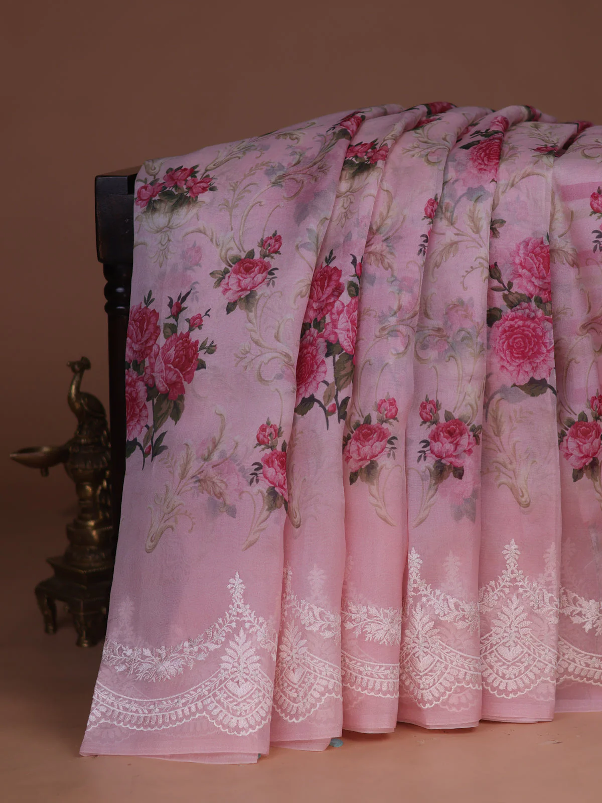Baby Pink Organza Silk Saree - Image 2