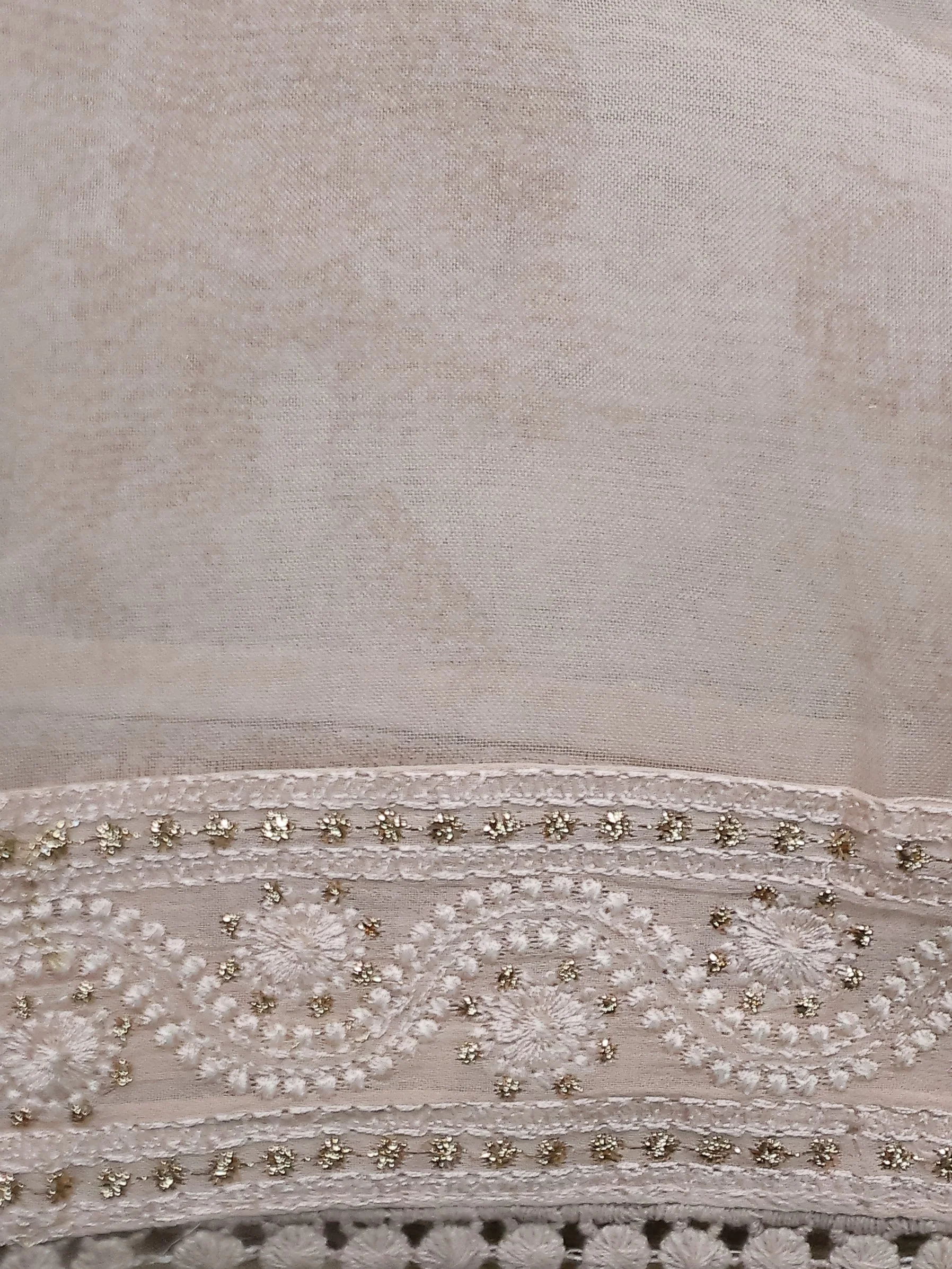 Beige Organza Silk Saree - Image 4