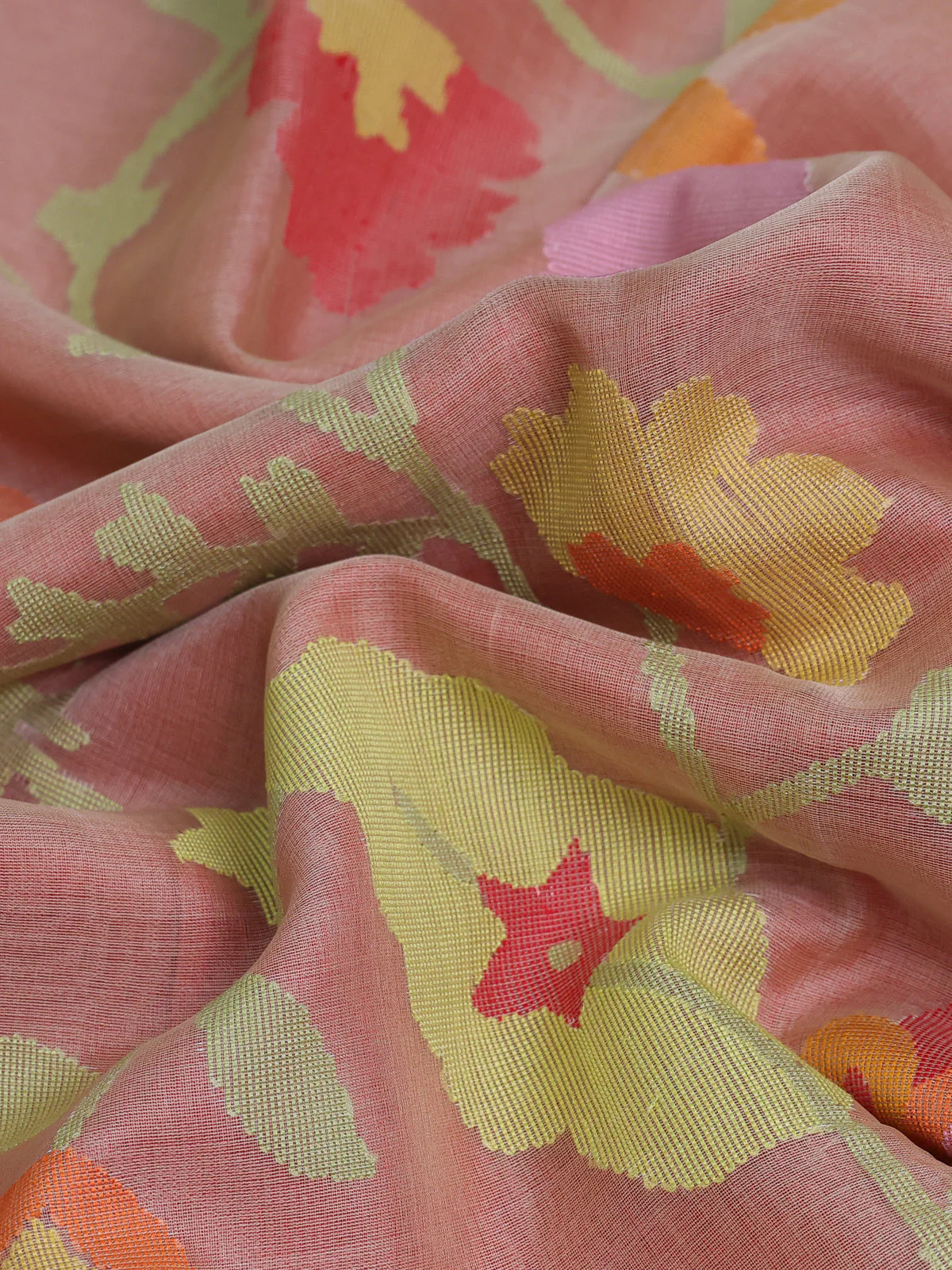 Beige - Red Banarasi Dhakai Kora Silk Saree - Image 3