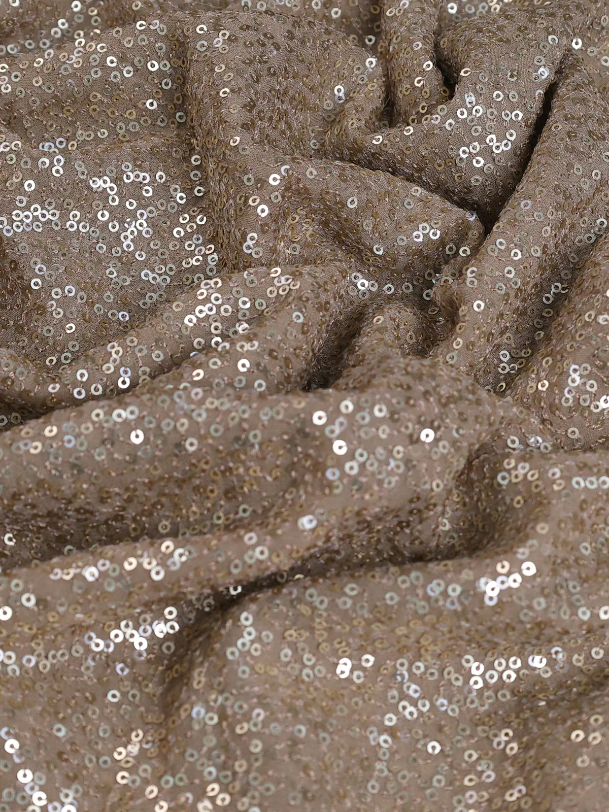 Beige Sequin Embroidered Georgette Designer Saree - Image 8