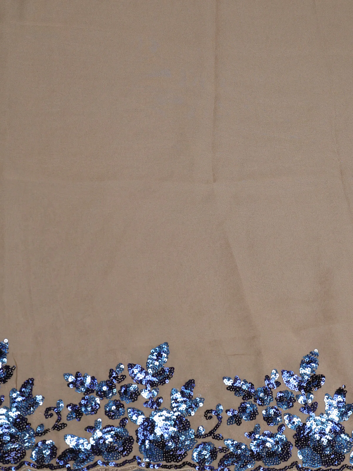 Beige Sequin Embroidered Georgette Designer Saree - Image 9