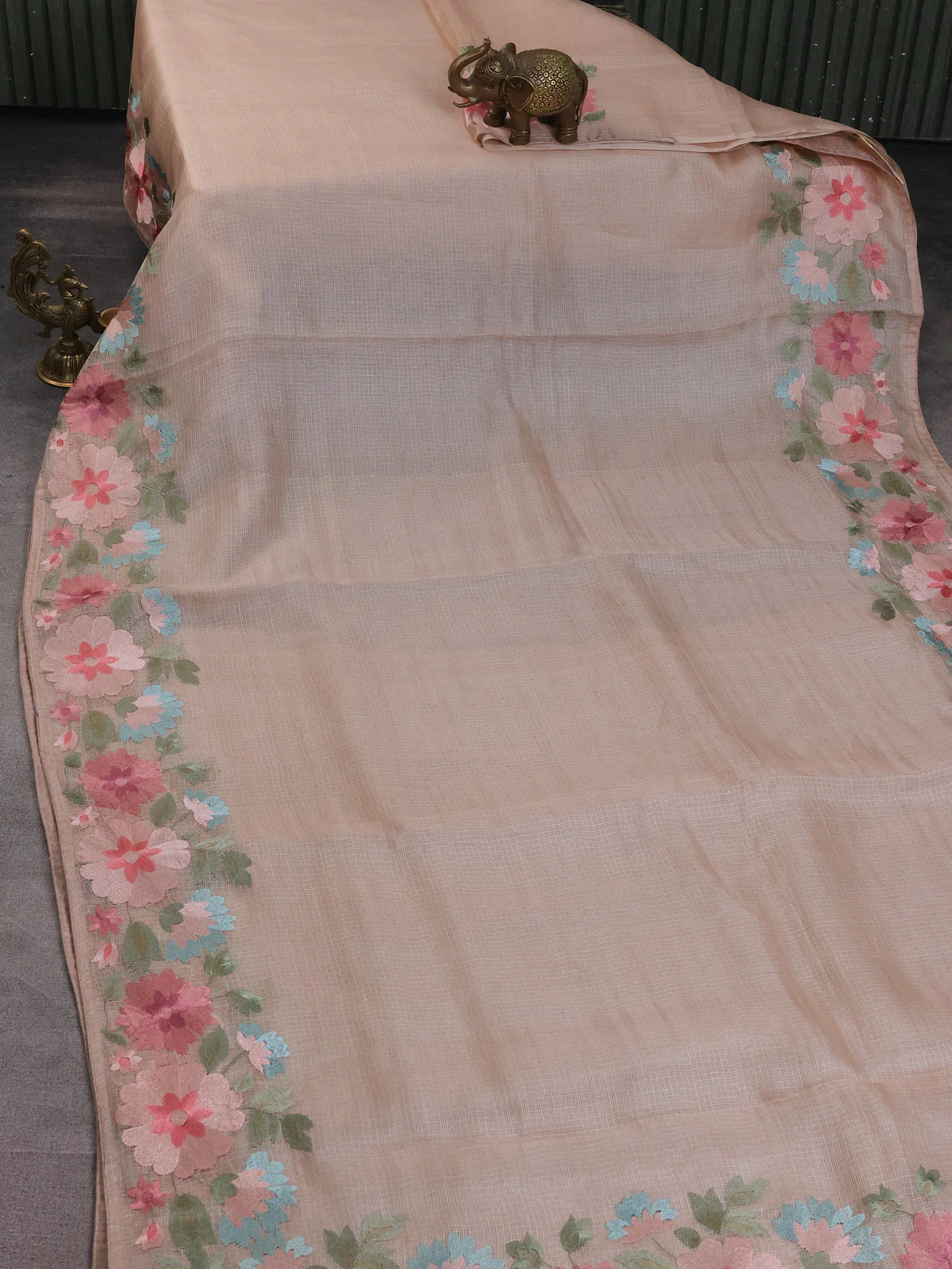 Beige Silk Kota Saree - Image 2