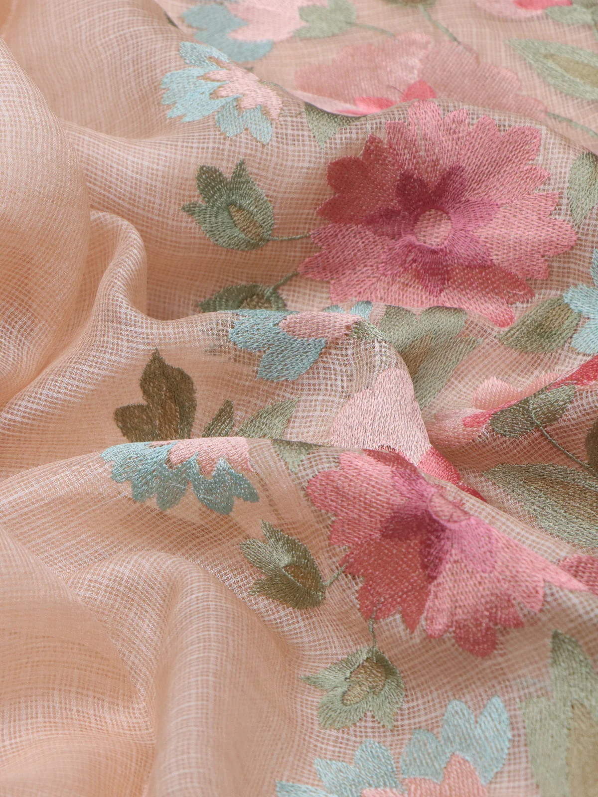 Beige Silk Kota Saree - Image 3