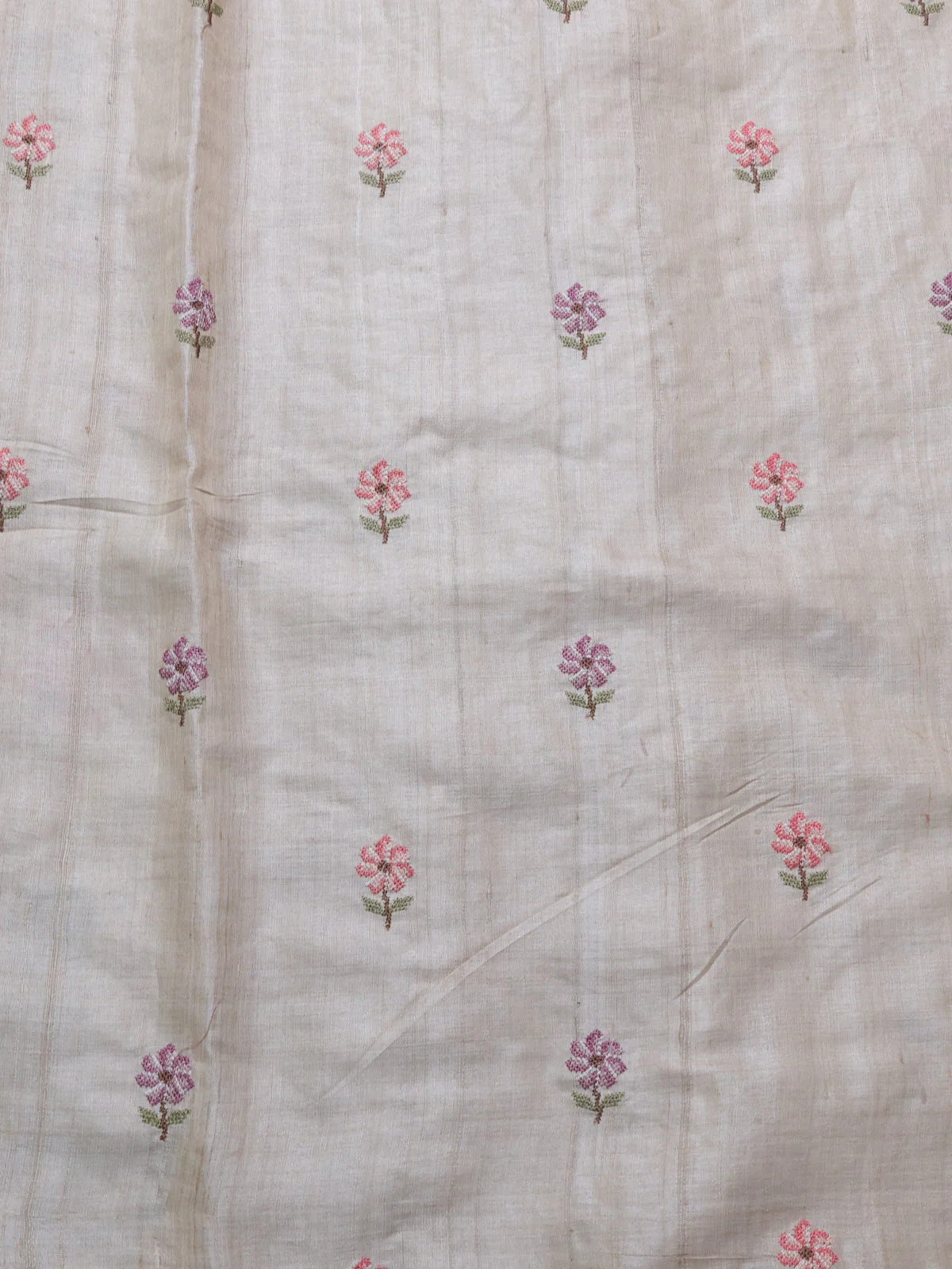 Beige Tussar Silk Saree - Image 4