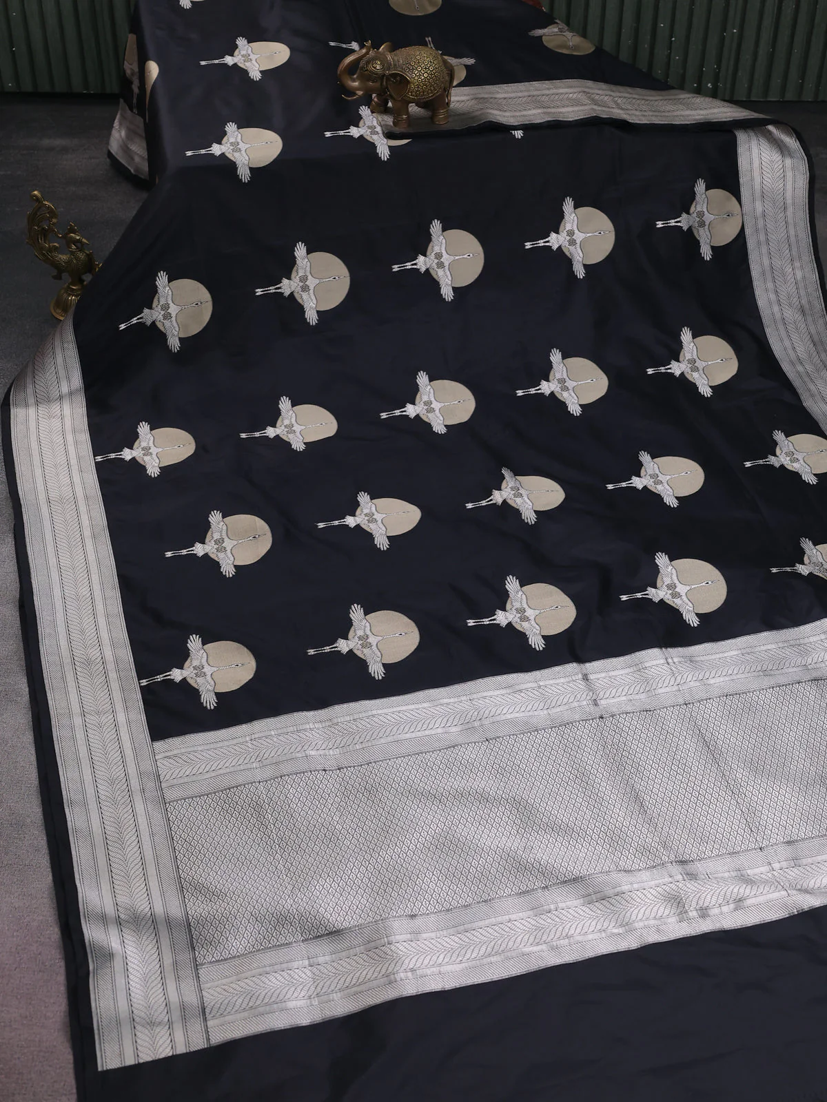 Black Banarasi Silk Saree - Image 2