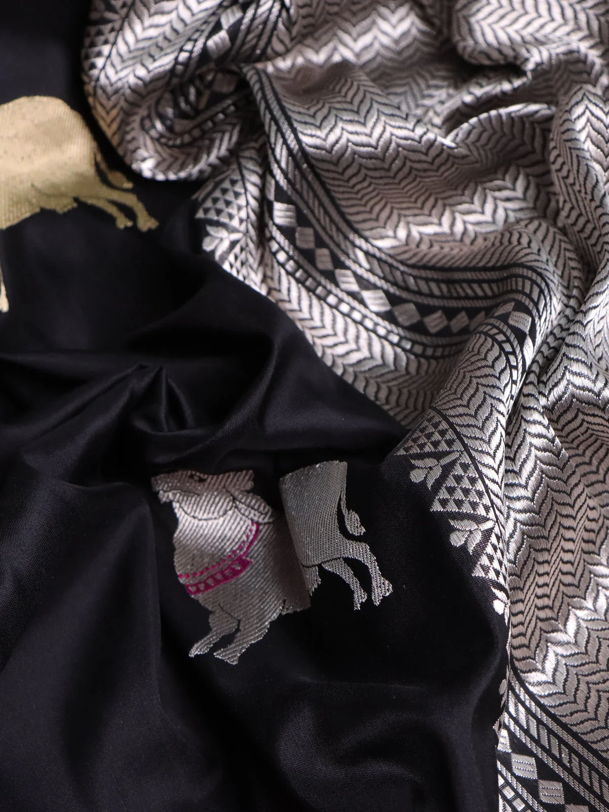 Black Banarasi Silk Saree - Image 3