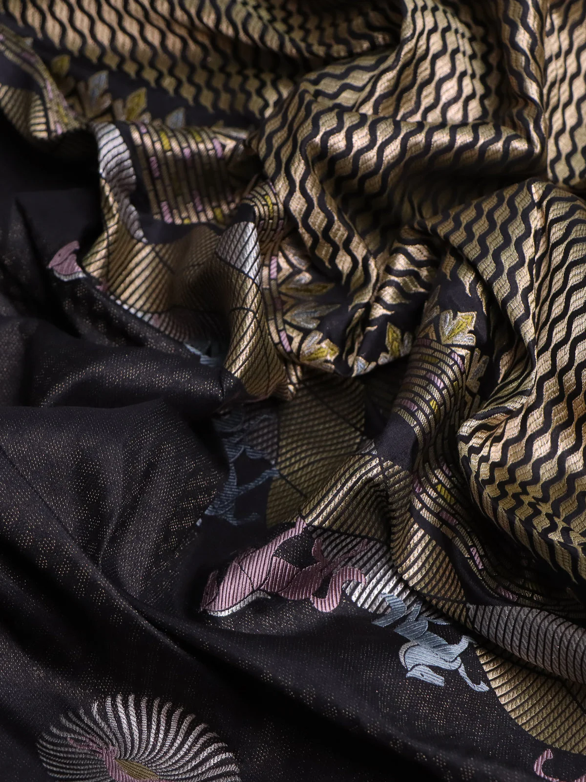Black Banarasi Silk Saree - Image 3