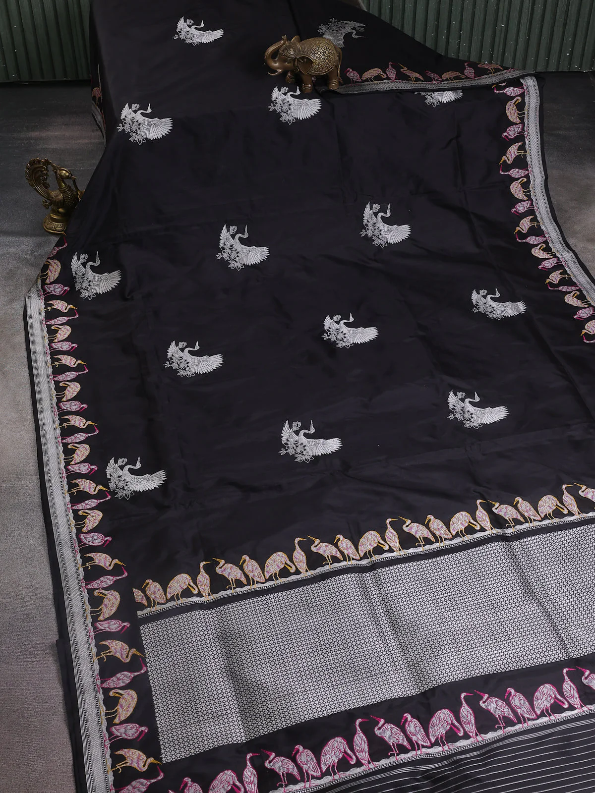 Black Banarasi Silk Saree - Image 2