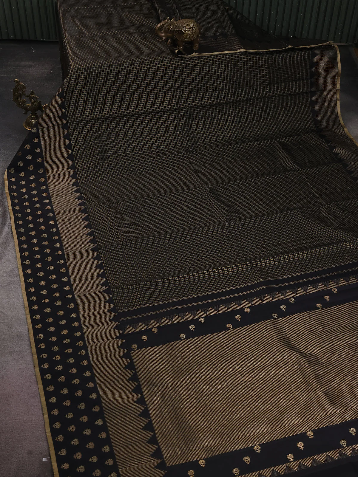 Black Kanchipuram Silk Saree - Image 2