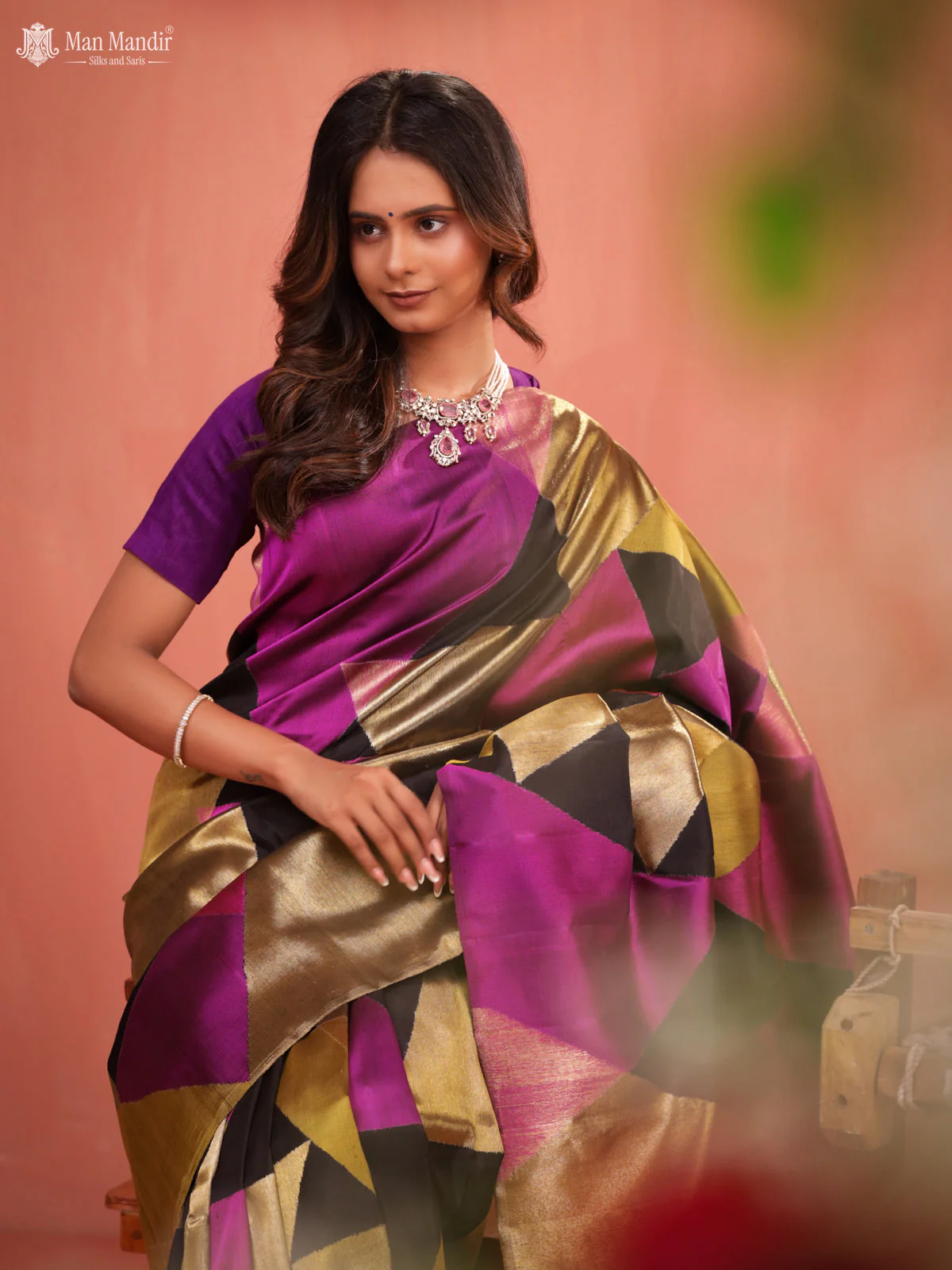 Black Kanchipuram Silk Saree - Image 3