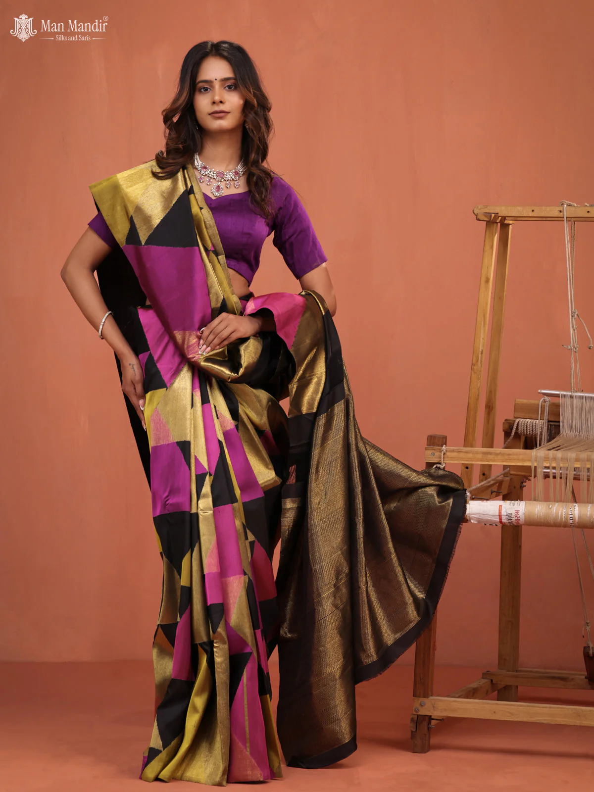 Black Kanchipuram Silk Saree - Image 4