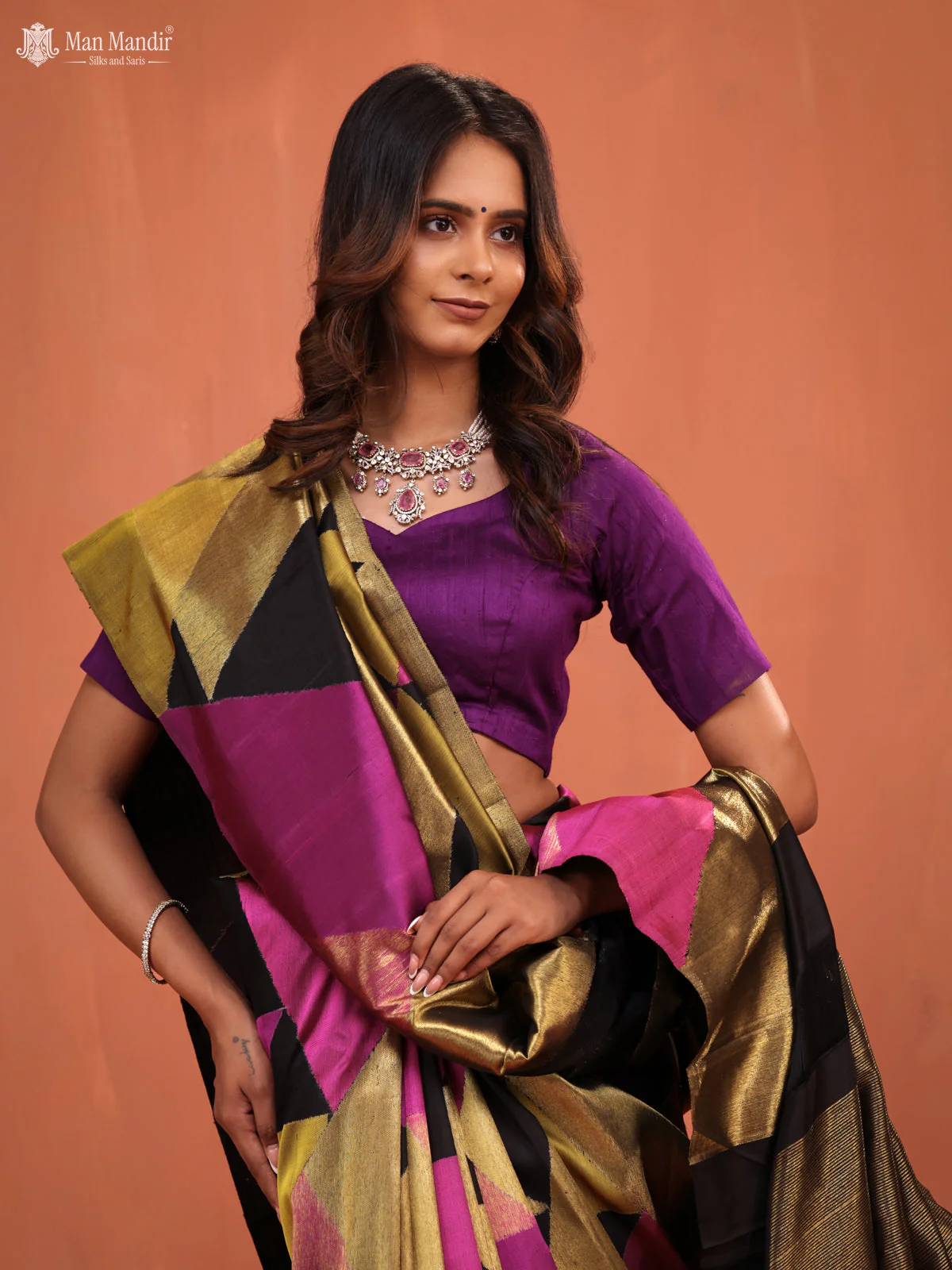 Black Kanchipuram Silk Saree - Image 5