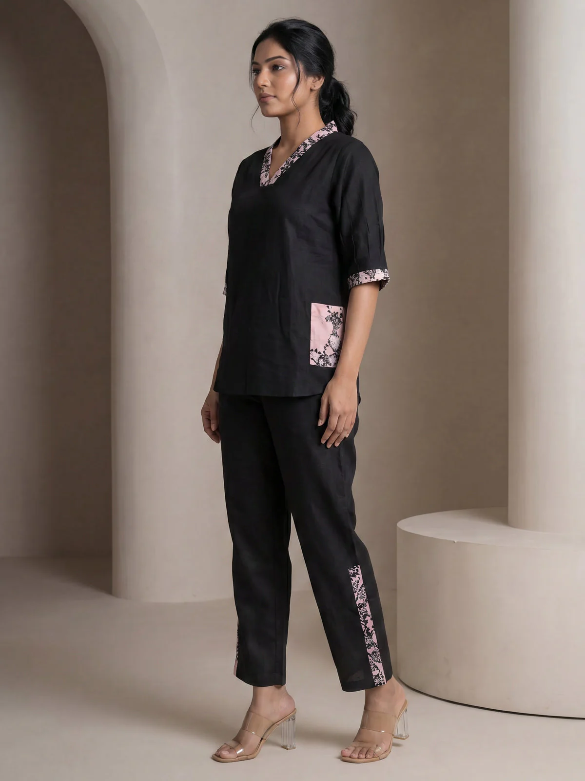 Black Linen Cotton Co-Ord Set - Image 2