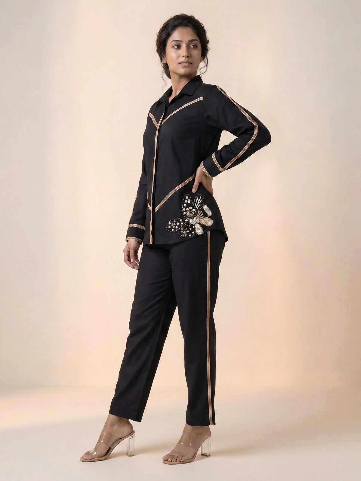 Black Linen Cotton Co-Ord Set - Image 2