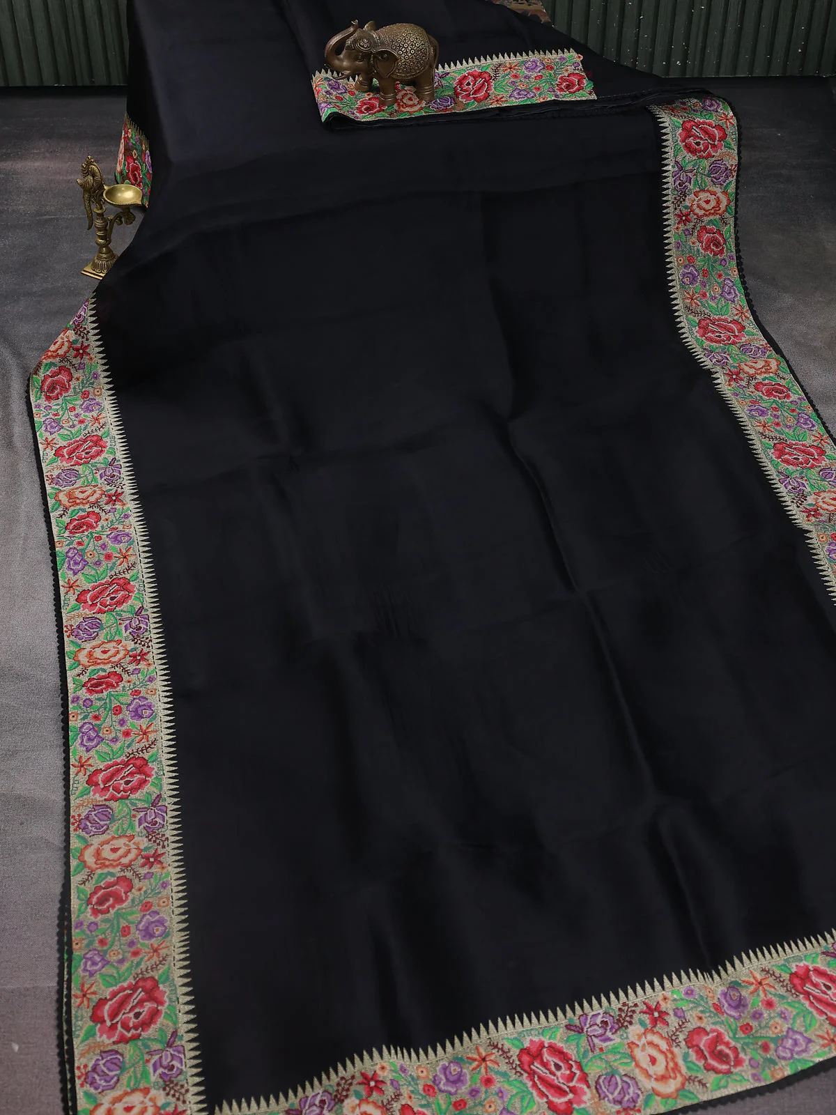 Black Organza Silk Saree - Image 2