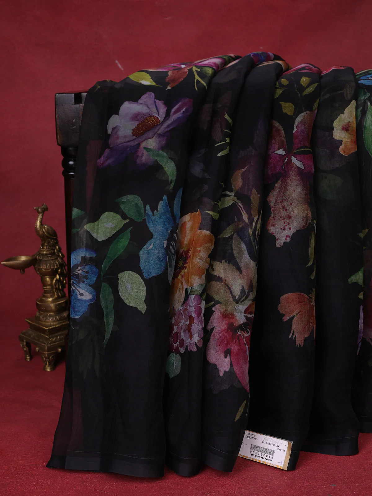 Black Organza Silk Saree - Image 2