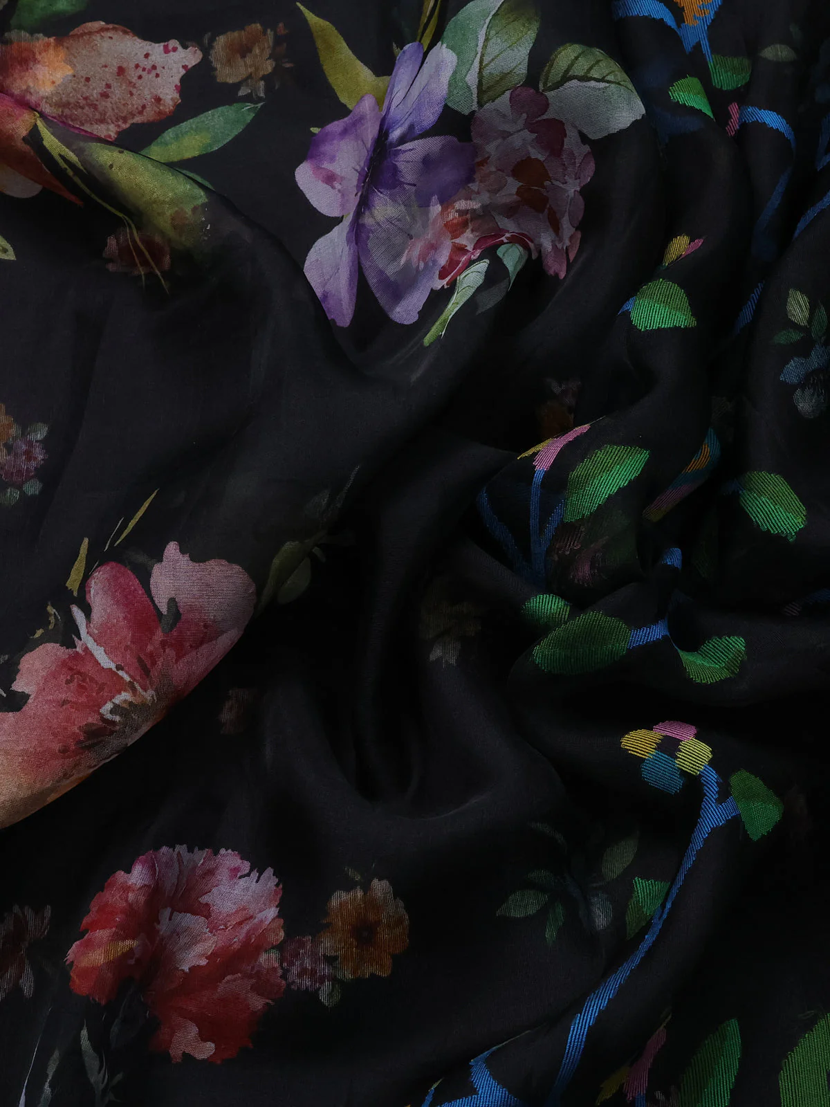 Black Organza Silk Saree - Image 3