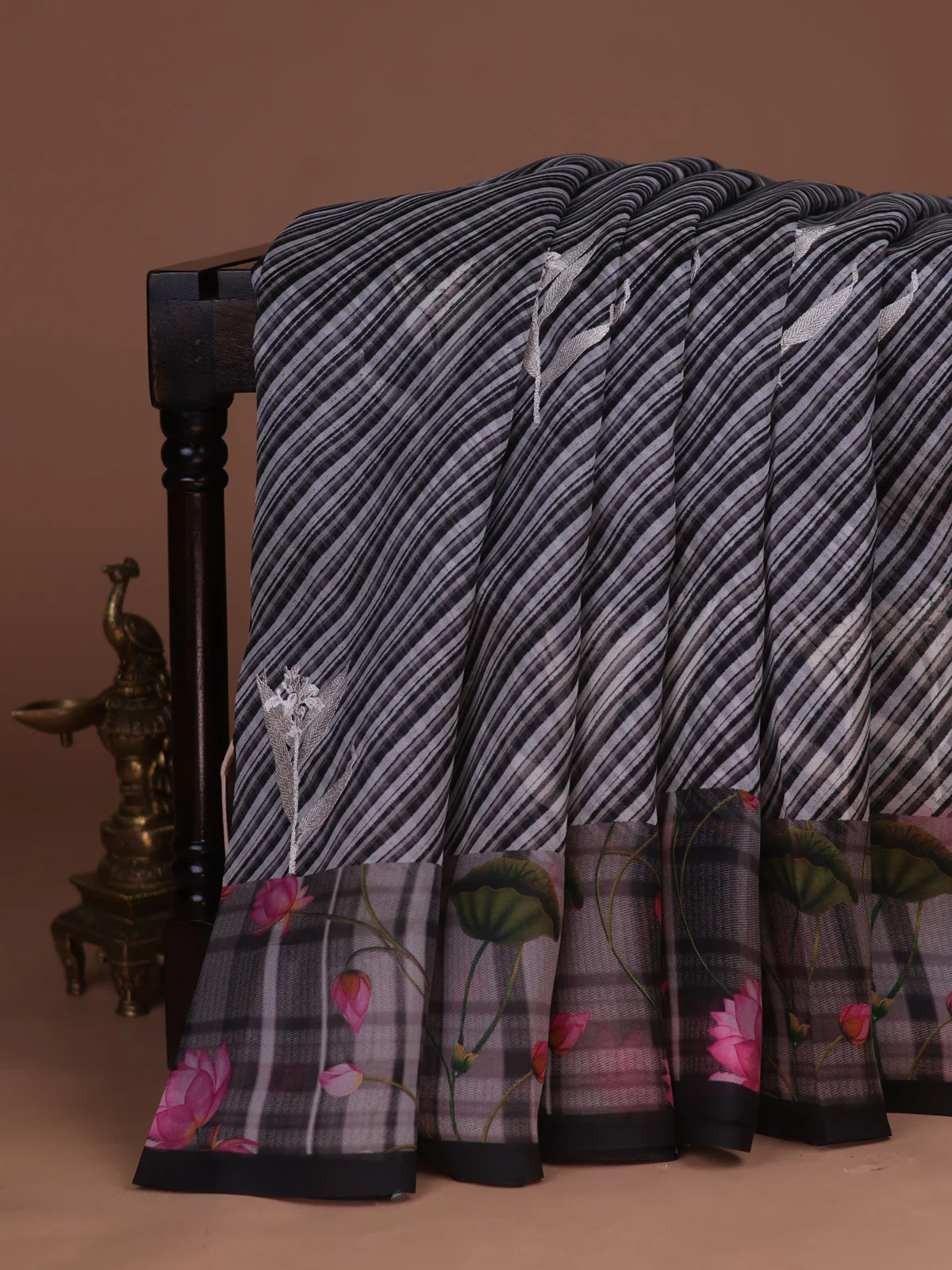 Black Organza Silk Saree - Image 2