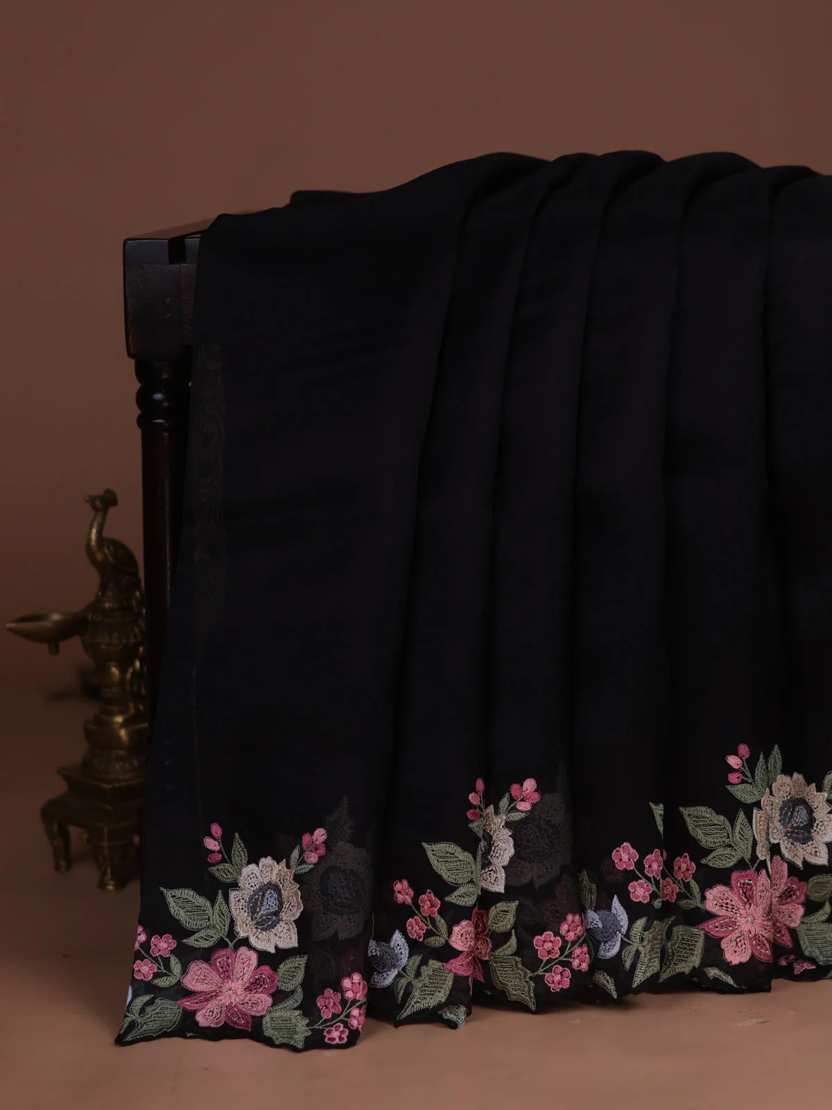 Black Organza Silk Saree - Image 2