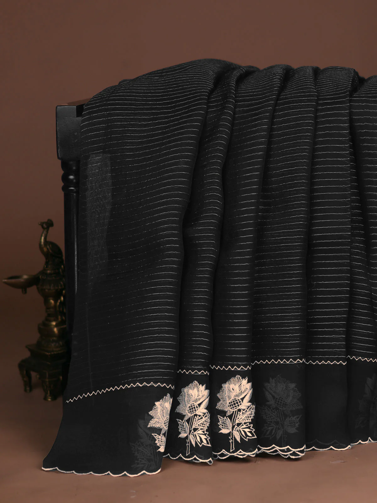 Black Organza Silk Saree - Image 2