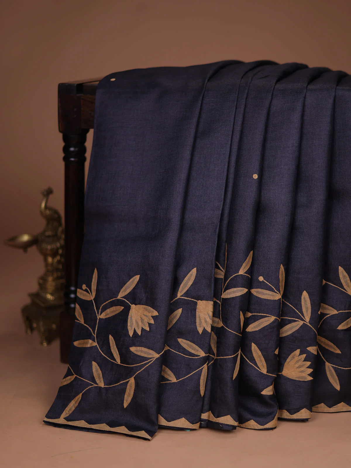 Black Tussar Silk Saree - Image 2