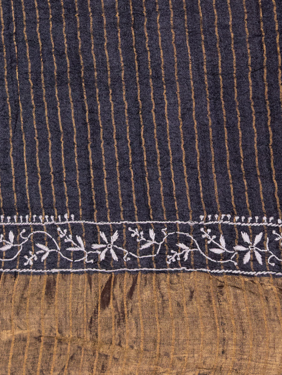 Black Tussar Silk Saree With Bandhej - Image 5