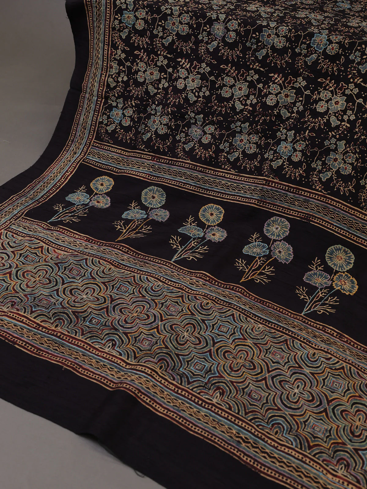 Black Tussar Silk Unstitched Suit - Image 3