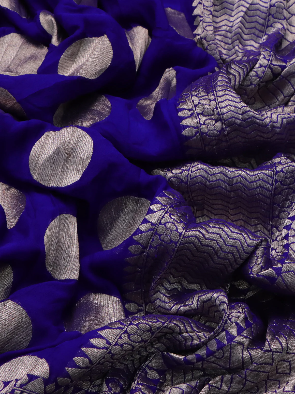 Blue Banarasi Georgette Saree - Image 3