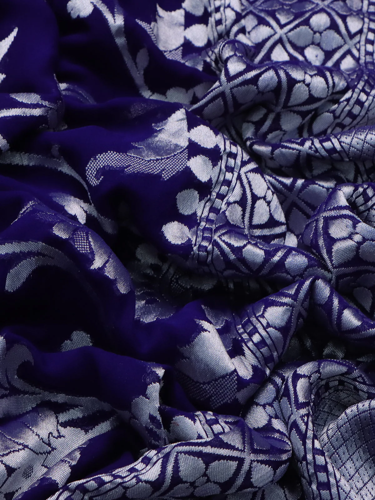 Blue Banarasi Georgette Saree - Image 3