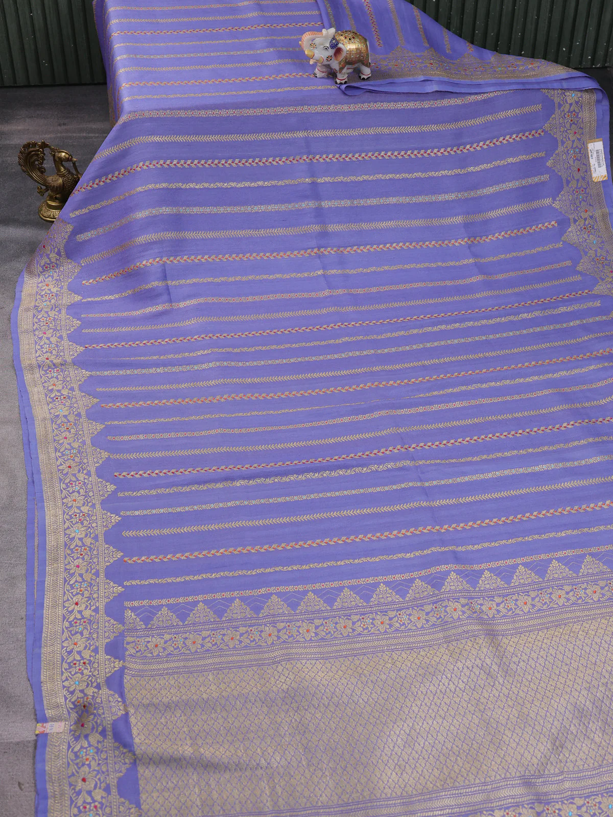 Blue Banarasi Khaddi Tussar Saree - Image 2
