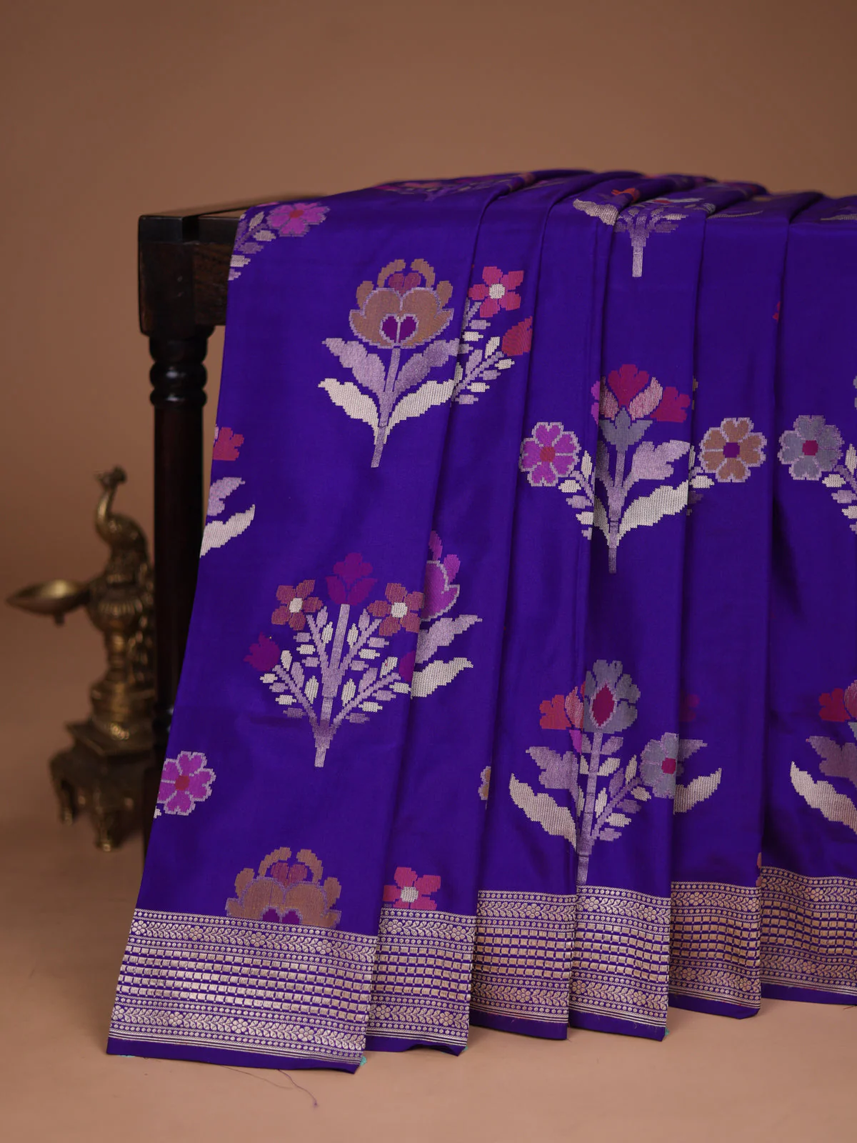 Blue Banarasi Silk Saree - Image 2