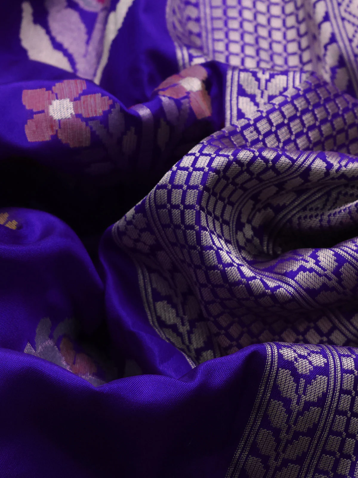Blue Banarasi Silk Saree - Image 3