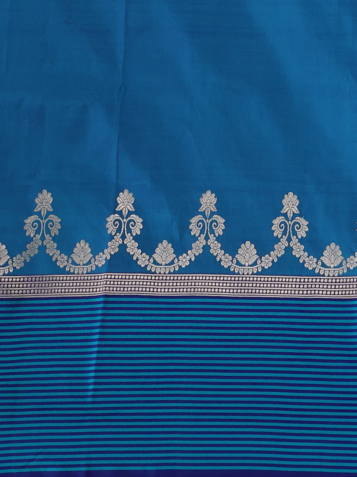 Blue Banarasi Tussar Silk Saree - Image 4