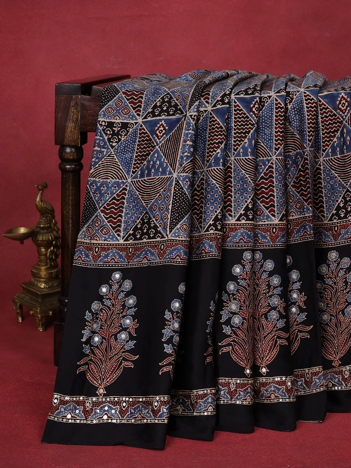 Blue-Black Modal Silk Saree - Image 2