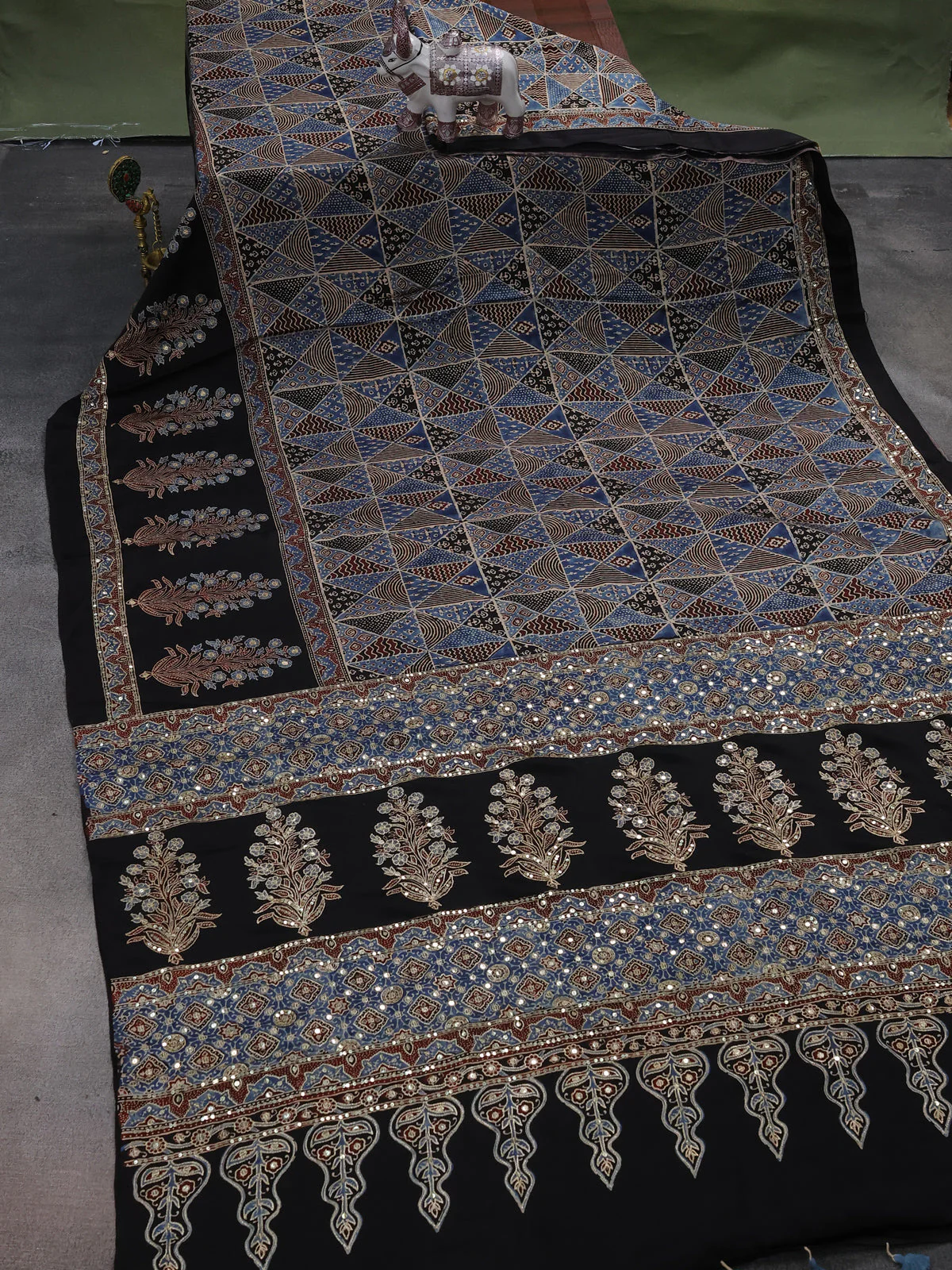 Blue-Black Modal Silk Saree - Image 3