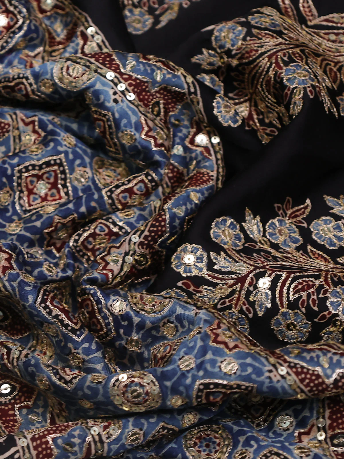 Blue-Black Modal Silk Saree - Image 4