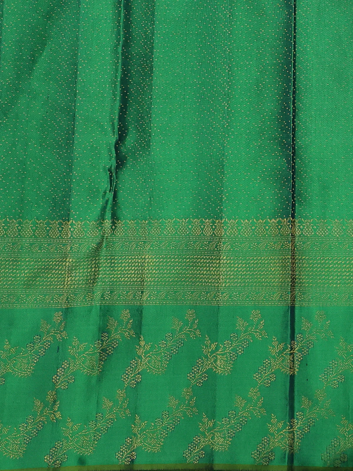 Blue-Green Pure Kanchipuram Silk Saree - Image 4
