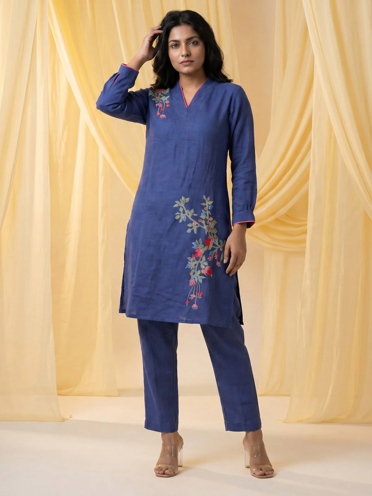 Blue Linen Cotton Co-Ord Set - Image 2