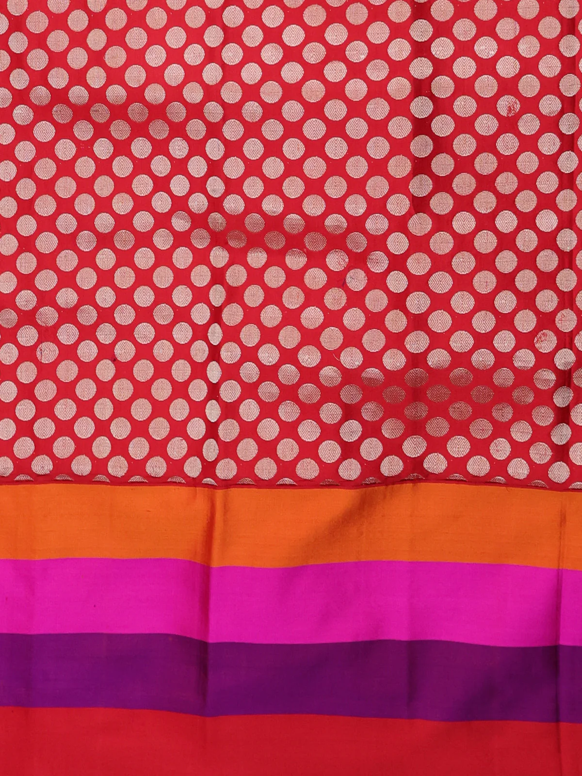 Blue - Red Banarasi Tanshoi Silk Saree - Image 3