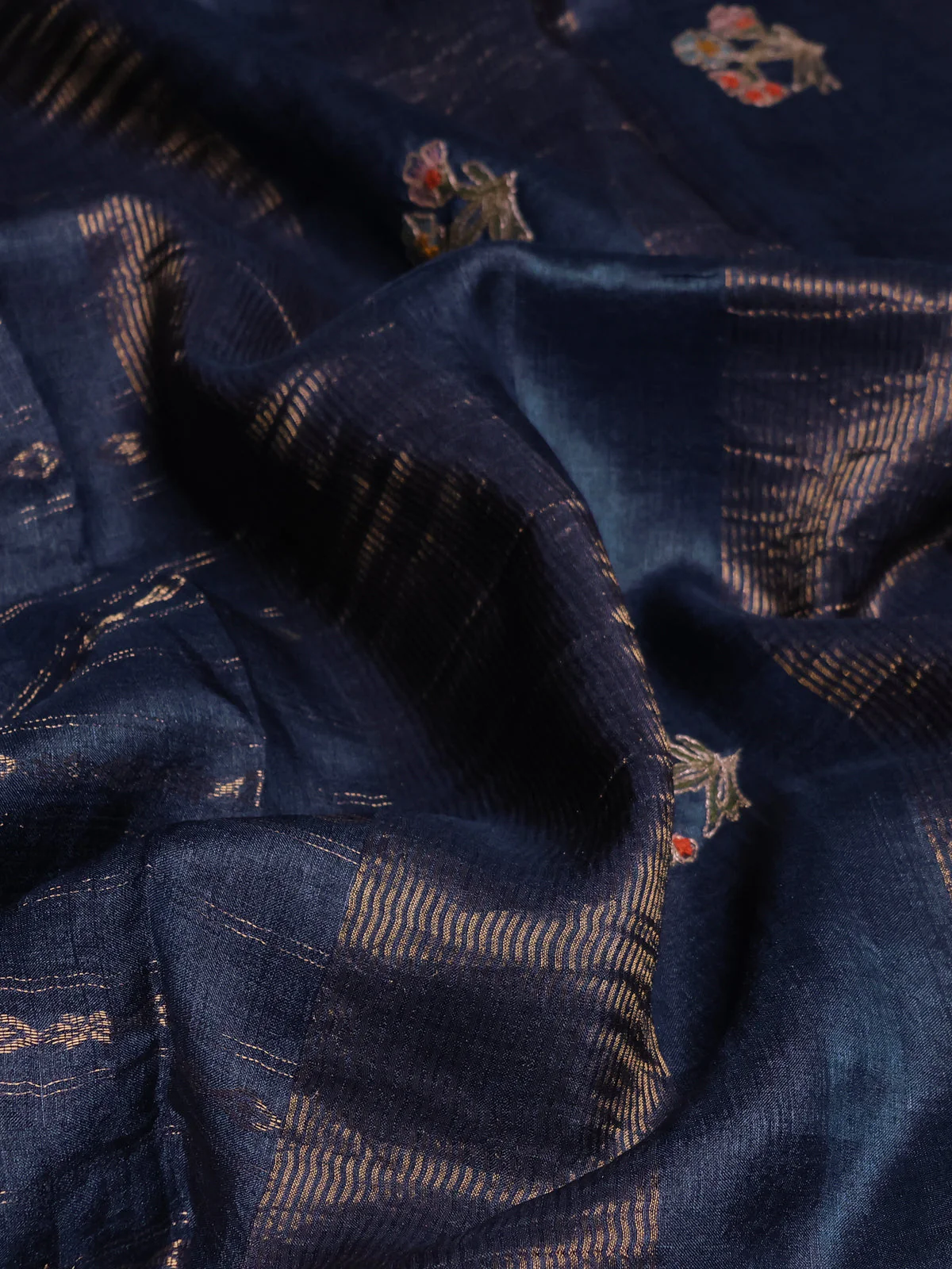 Blue Tussar Silk Saree - Image 7