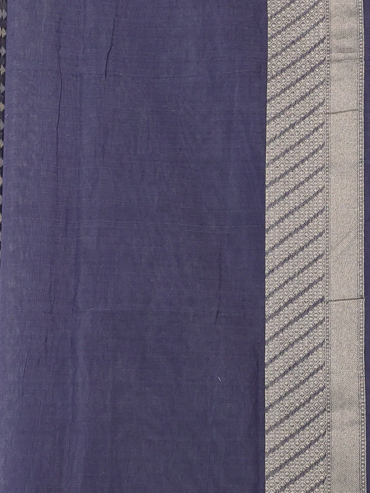 Bluish Grey Banarasi Cotton Saree - Image 4