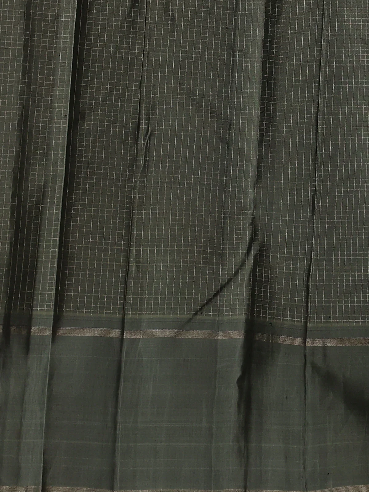 Bottle Green -Greyish Green Kanchipuram Silk Saree - Image 4
