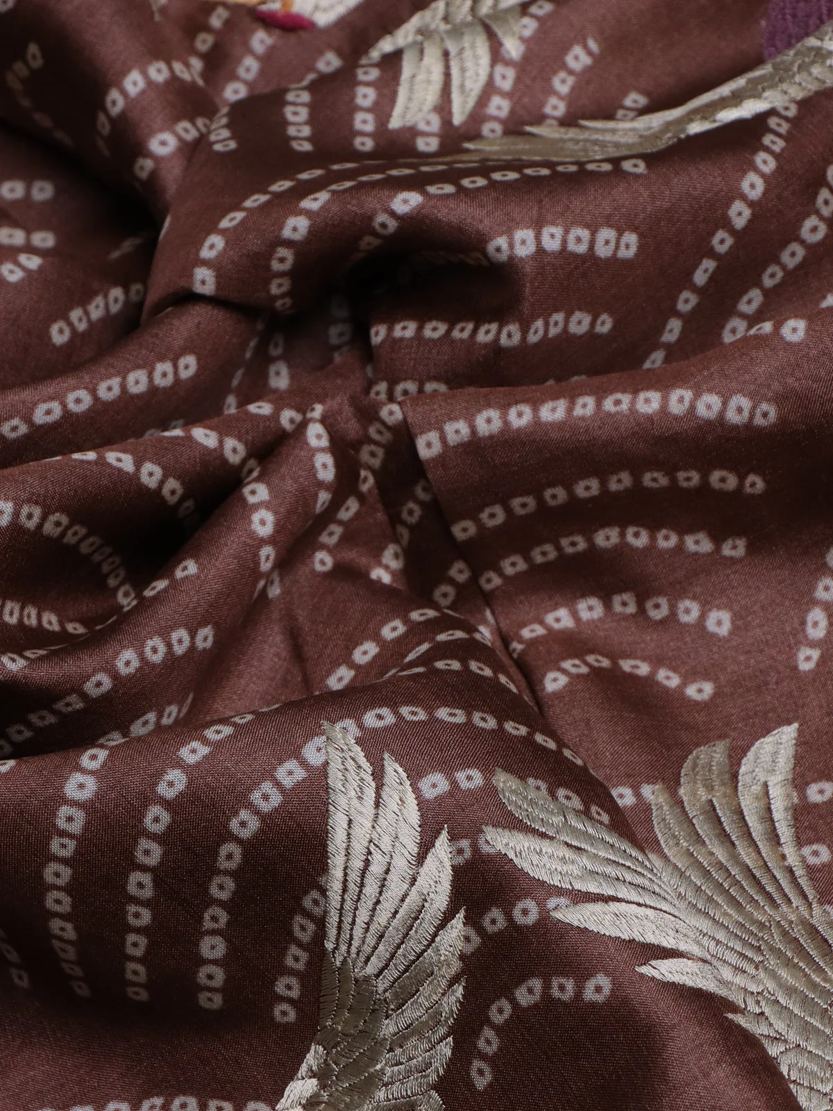 Brown -Cream Pure Tussar Silk Saree - Image 3