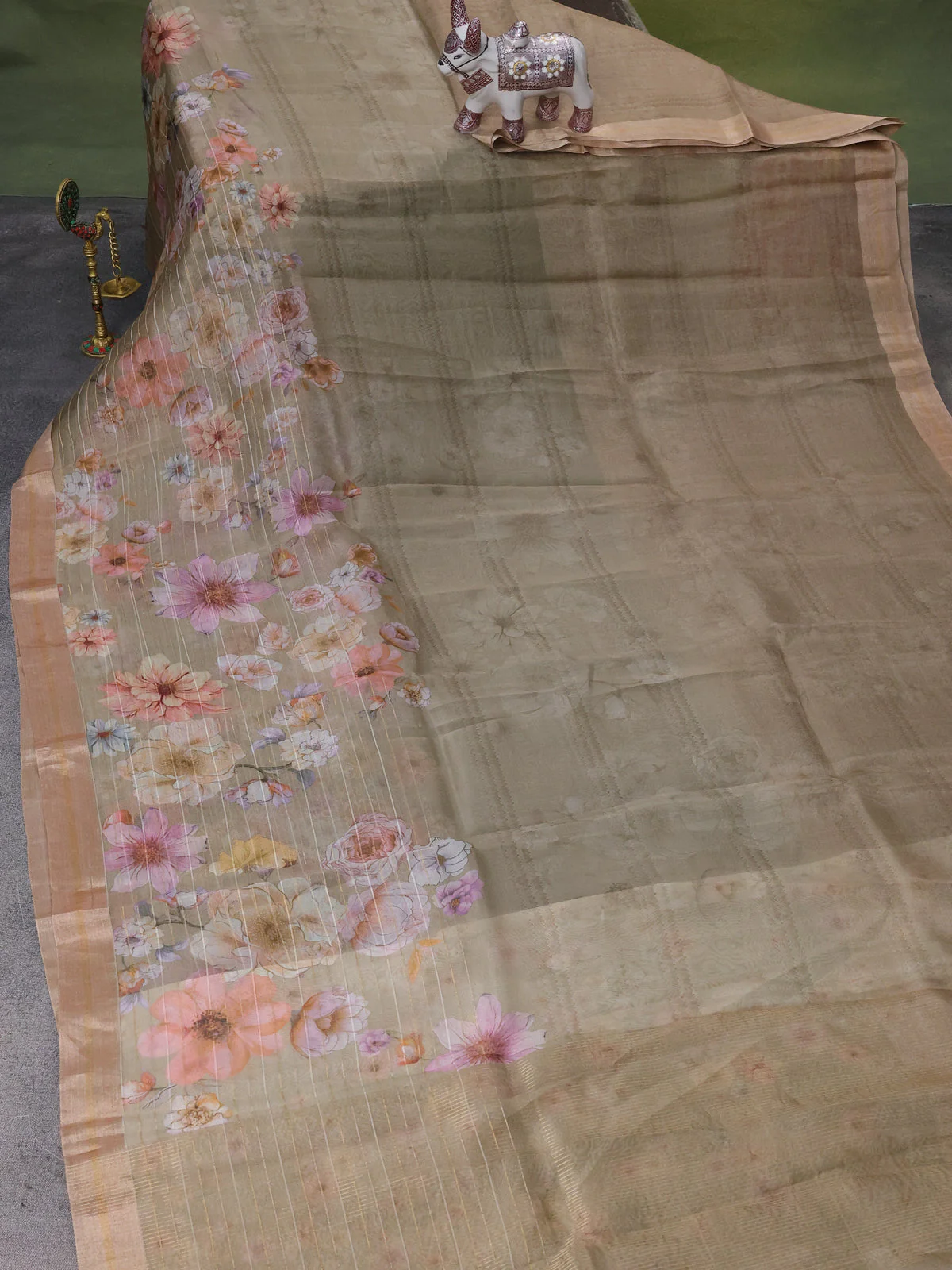 Brown Organza Silk Saree - Image 2