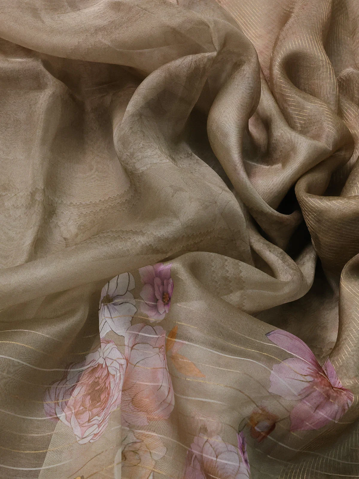 Brown Organza Silk Saree - Image 3