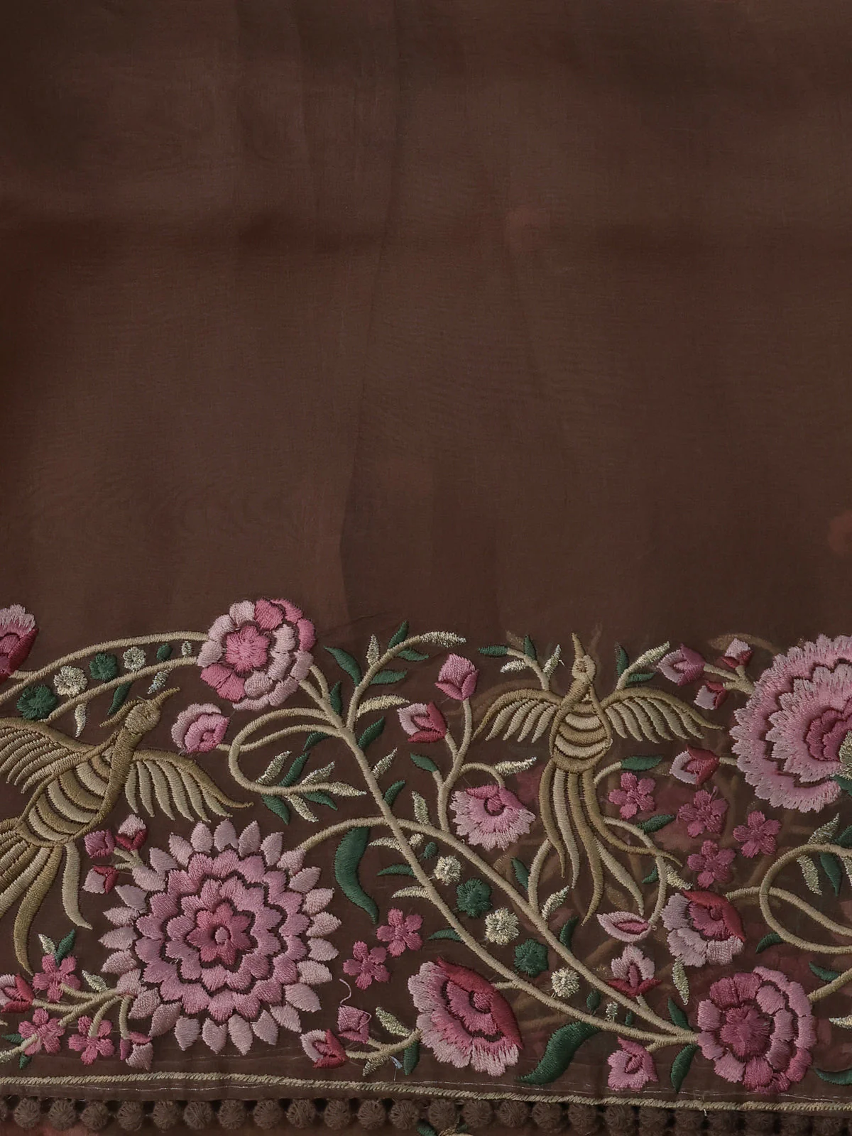 Brown Organza Silk Saree - Image 4