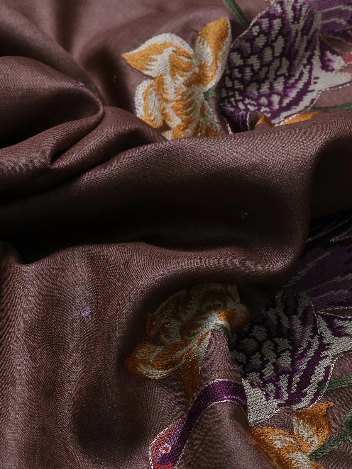 Brown-Pastel Green Tussar Silk Saree - Image 3