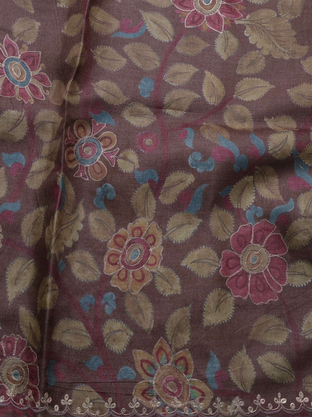 Brown-Pastel Green Tussar Silk Saree - Image 4