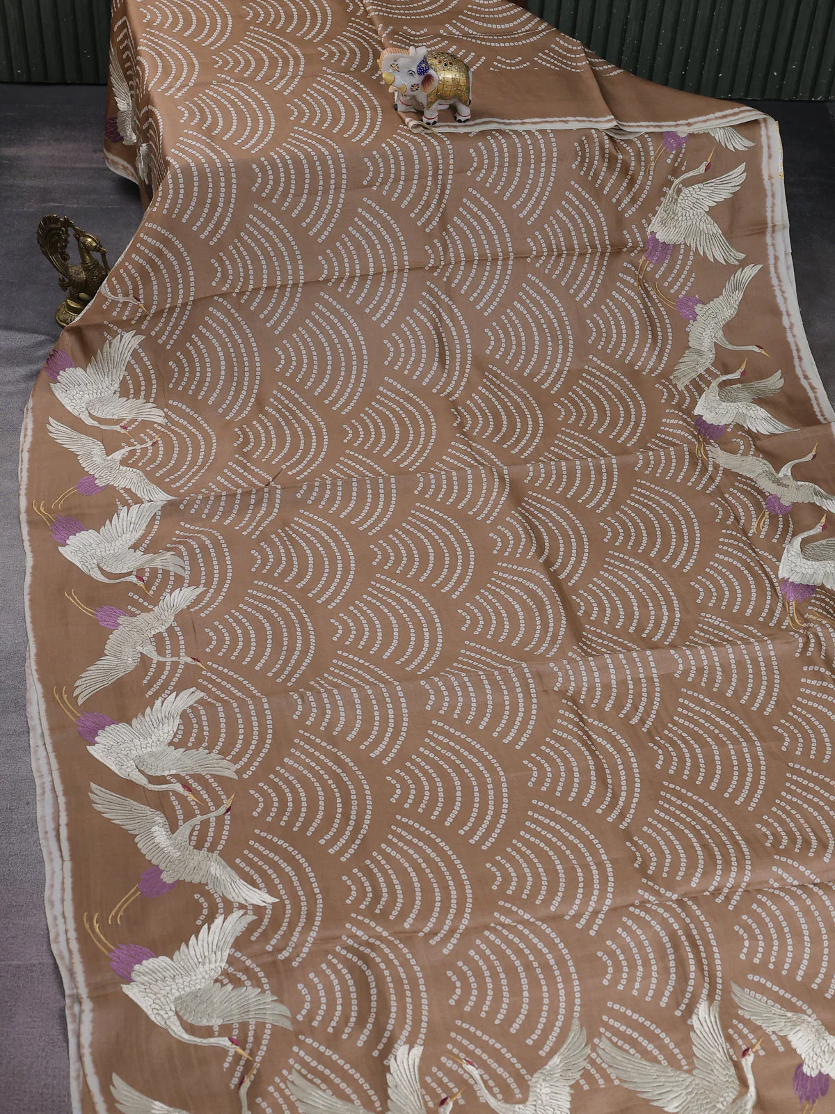 Brown Pure Tussar Silk Saree - Image 2